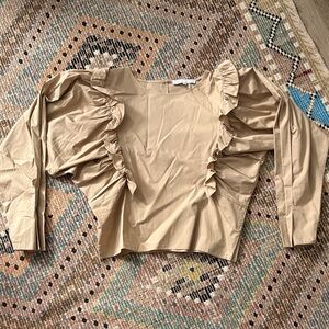 English Factory Tan Ruffle Blouse